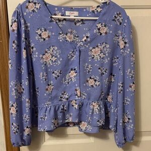 Candie's Lavender Floral Peplum Blouse